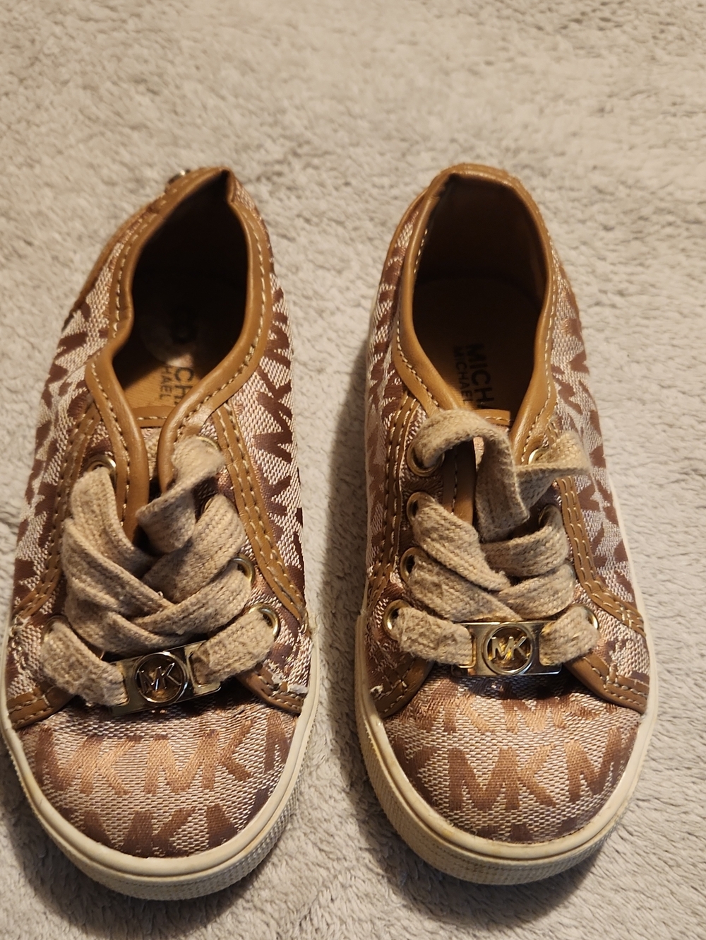 Baby Girl's  Michael Kors Tan/Brown MK Logo Low-Top Sneakers